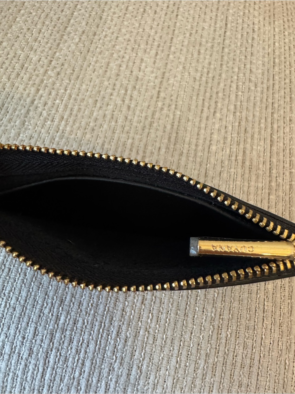 Cuyana Black Leather Zip Card Wallet with Gold Monogram - Picture 5 of 6